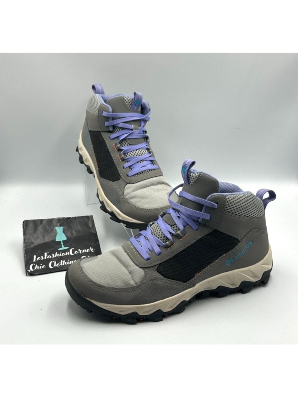 Columbia Women's Gray Purple Mesh Flow Centre All-Terrain Hiking Boots Sz 9 3531 - Picture 9 of 16